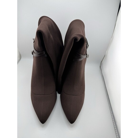 MOUSSE FIT Women's Strap Decor Heeled High Boots Brown 6.5 - Picture 8 of 12